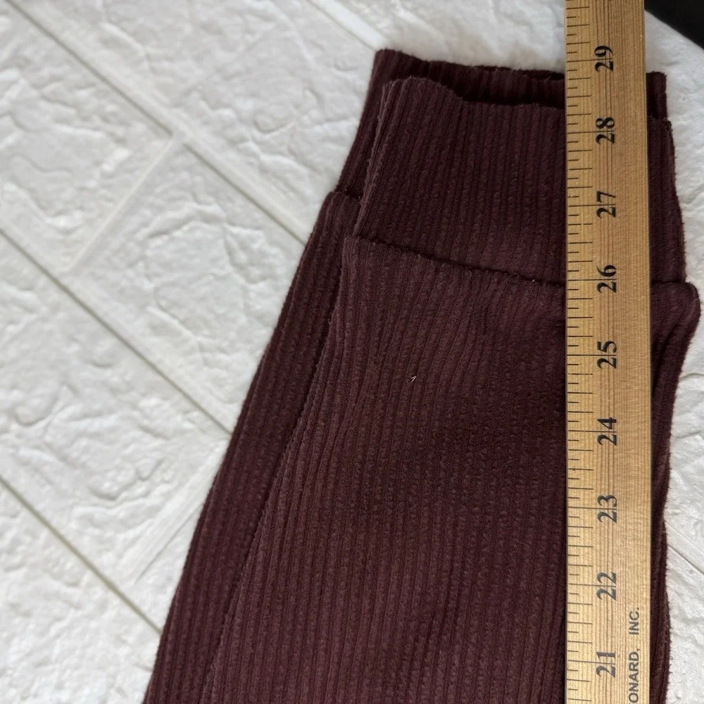 Alo Yoga Muse Sweatpants Womens Large Mauve Pink Ribbed Knit Jogger Lounge Pants